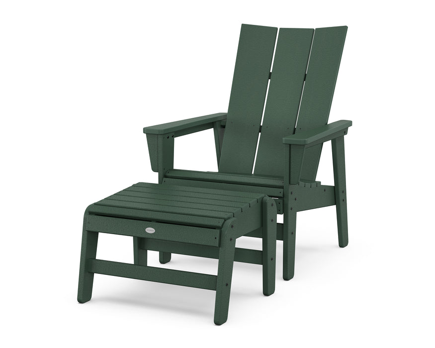 POLYWOOD® Modern Grand Upright Adirondack Chair with Ottoman in Lemon
