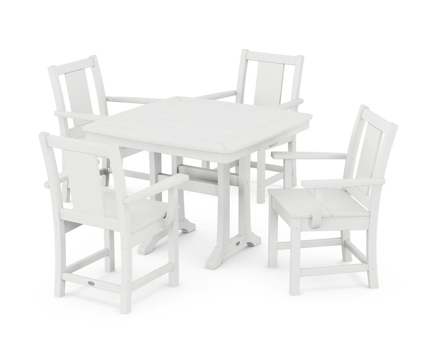 POLYWOOD® Prairie 5-Piece Dining Set with Trestle Legs in White