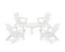 POLYWOOD 5-Piece Modern Adirondack Chair Conversation Set with 36" Conversation Table in White