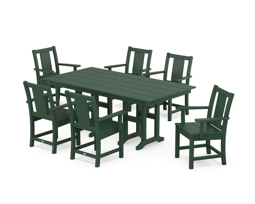 POLYWOOD® Prairie Arm Chair 7-Piece Farmhouse Dining Set in Mahogany