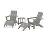 POLYWOOD Modern Adirondack Chair 5-Piece Set with Ottomans and 18" Side Table in