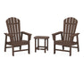 POLYWOOD South Beach Casual Chair 3-Piece Set with 18" South Beach Side Table in Mahogany