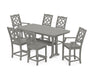 Martha Stewart by POLYWOOD Chinoiserie 7-Piece Counter Set with Trestle Legs in Slate Grey