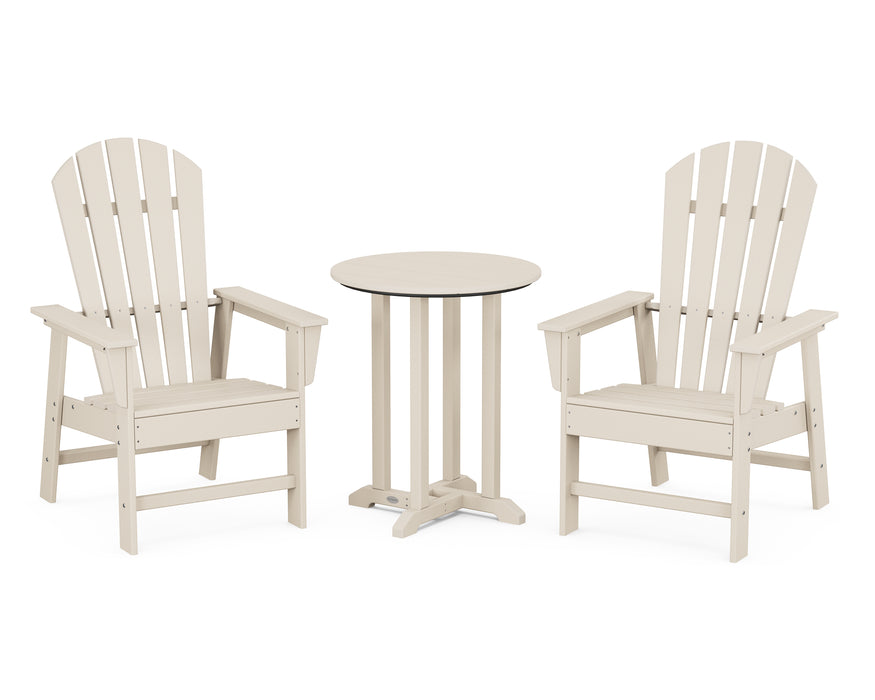 POLYWOOD South Beach 3-Piece Round Farmhouse Dining Set in Sand