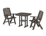 POLYWOOD Nautical Highback 3-Piece Dining Set in Vintage Coffee