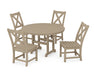 POLYWOOD Braxton Side Chair 5-Piece Round Dining Set in Vintage Sahara