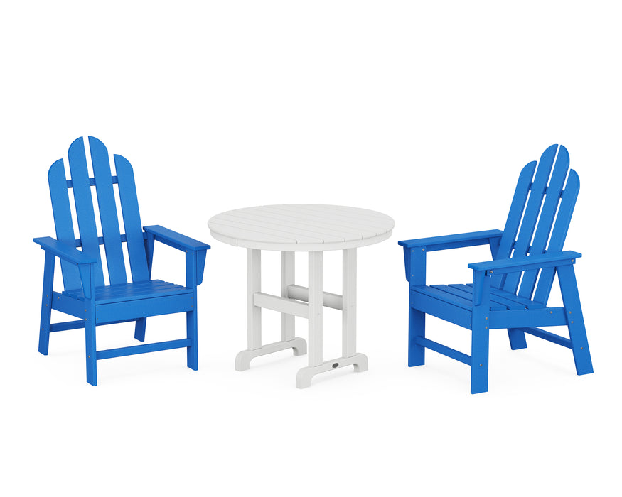 POLYWOOD Long Island 3-Piece Round Dining Set in Pacific Blue