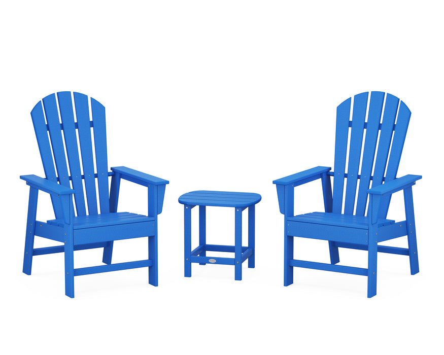 POLYWOOD South Beach Casual Chair 3-Piece Set with 18" South Beach Side Table in Pacific Blue