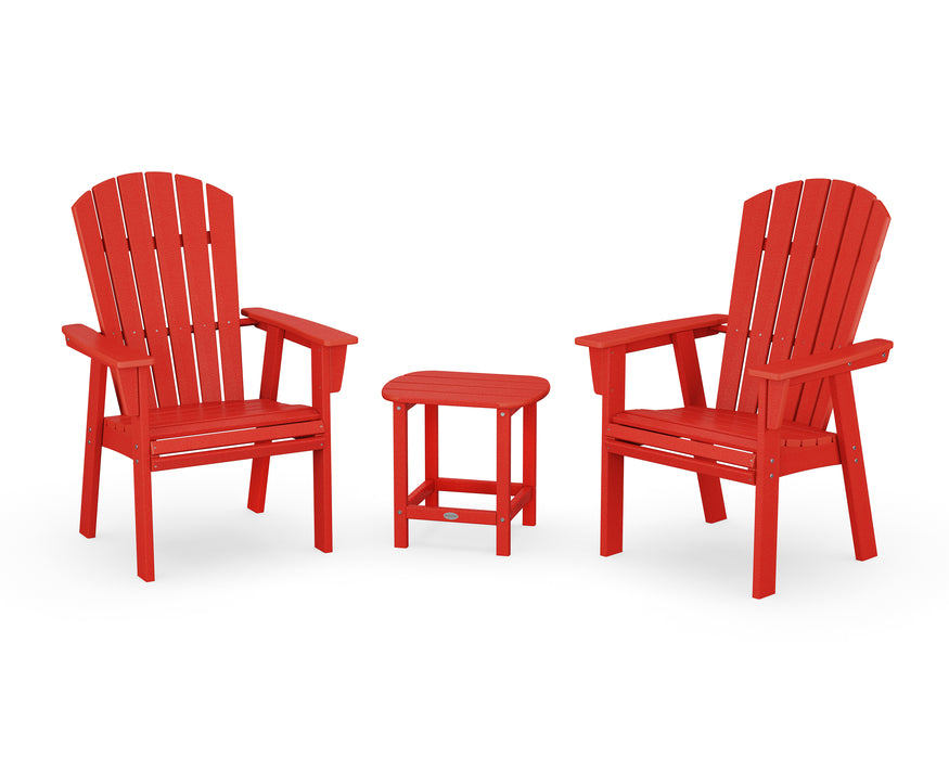 POLYWOOD® Nautical 3-Piece Curveback Upright Adirondack Chair Set in Sunset Red