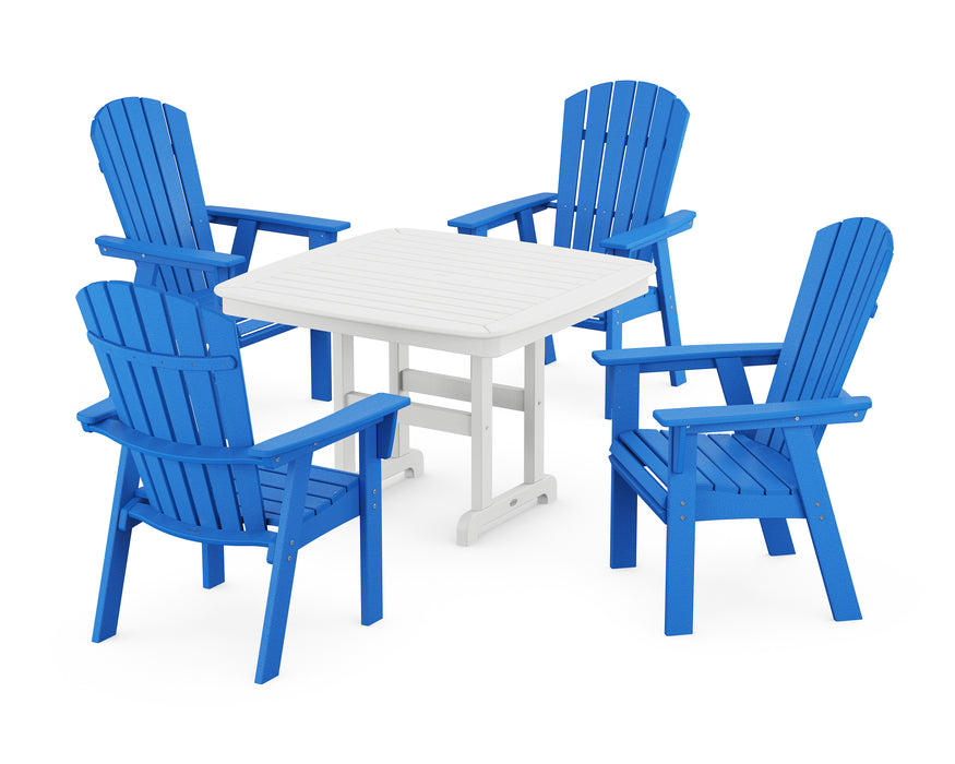 POLYWOOD Nautical Adirondack 5-Piece Dining Set with Trestle Legs in Pacific Blue