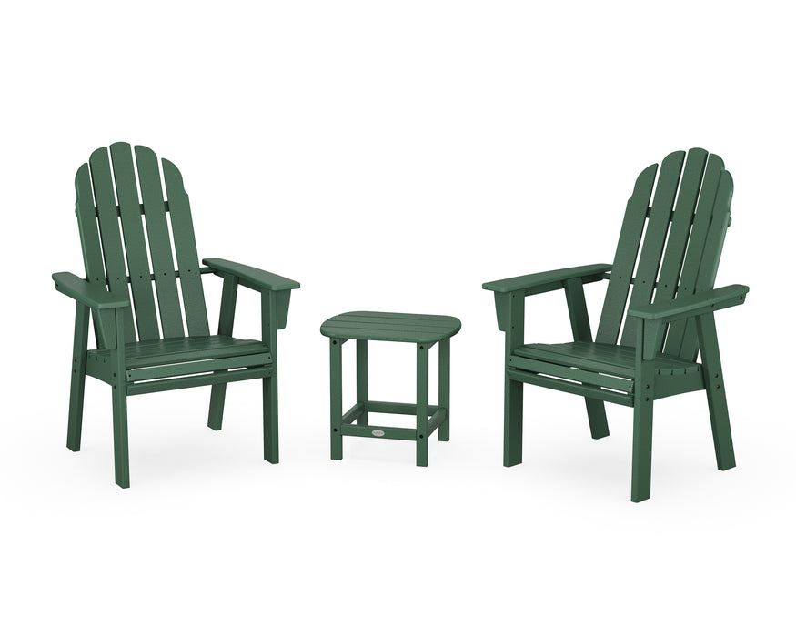 POLYWOOD® Vineyard 3-Piece Curveback Upright Adirondack Chair Set in Green