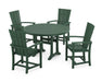 POLYWOOD Quattro 5-Piece Round Dining Set with Trestle Legs in Green