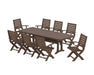 POLYWOOD Signature Folding 9-Piece Dining Set with Trestle Legs in Mahogany