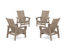 POLYWOOD® 4-Piece Modern Grand Upright Adirondack Chair Conversation Set in Vintage Sahara
