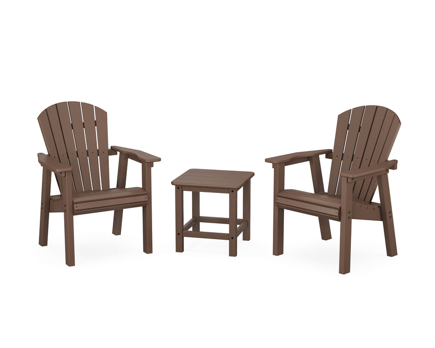 POLYWOOD® Seashell 3-Piece Upright Adirondack Chair Set in Mahogany