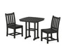 POLYWOOD Traditional Garden Side Chair 3-Piece Dining Set in Black