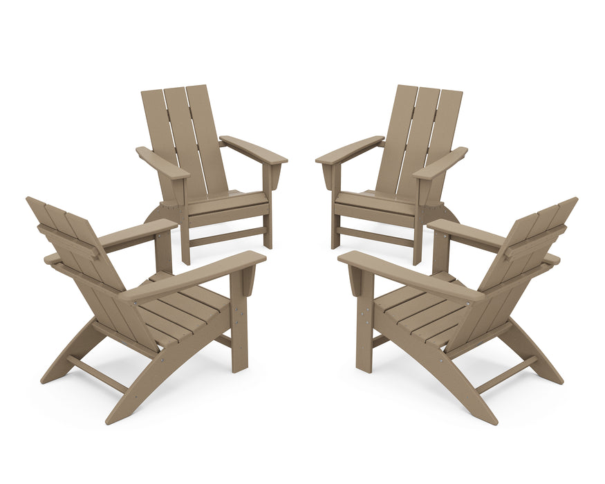 POLYWOOD 4-Piece Modern Adirondack Chair Conversation Set in